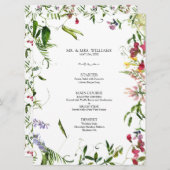 Modern Summer Wildflower Calligraphy Wedding Menu (Voorkant / Achterkant)