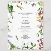 Modern Summer Wildflower Calligraphy Wedding Menu (Voorkant)