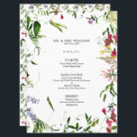 Modern Summer Wildflower Calligraphy Wedding Menu<br><div class="desc">Creëer de perfecte ontvangst-instelling met dit trendy 6, 5 x 8, 75-inch menuontwerp met elegante, handgeschreven scripttypografie en moderne positionering, en een delicaat botanisch bloemig lijst in de zomer. Zo'n , summier ontwerp! Geef uw details een persoonlijk tintje, voorzien van een mooie moderne, handgeschreven kalligrafie in zwart-wit. Perfect voor, maar...</div>