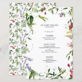 Modern Summer Wildflower Calligraphy Wedding Menu
