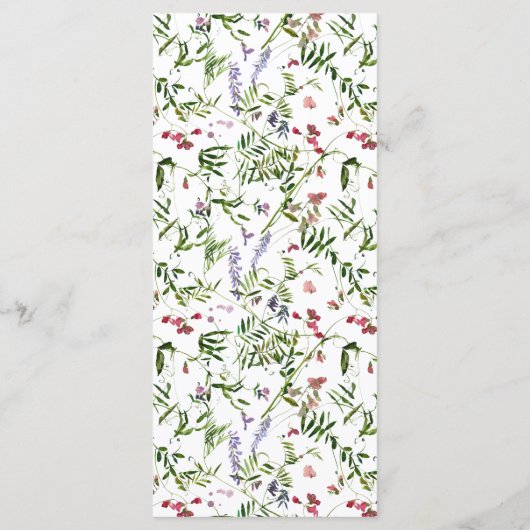 Modern Summer Wildflower Calligraphy Wedding Menu (Achterkant)