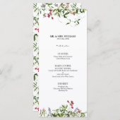 Modern Summer Wildflower Calligraphy Wedding Menu (Voorkant / Achterkant)