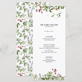 Modern Summer Wildflower Calligraphy Wedding Menu