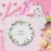 Modern Summer Wildflower Calligraphy Wedding Papieren Bordje (Feest)