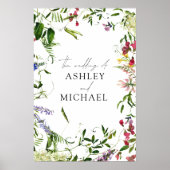 Modern Summer Wildflower Calligraphy Wedding Poster (Voorkant)