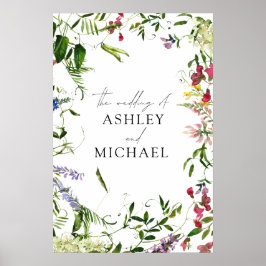 Modern Summer Wildflower Calligraphy Wedding Poster