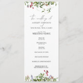 Modern Summer Wildflower Calligraphy Wedding Programmakaart (Voorkant)