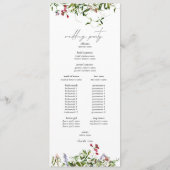 Modern Summer Wildflower Calligraphy Wedding Programmakaart (Achterkant)