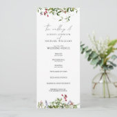 Modern Summer Wildflower Calligraphy Wedding Programmakaart (Staand voorkant)