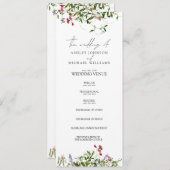 Modern Summer Wildflower Calligraphy Wedding Programmakaart (Voorkant / Achterkant)