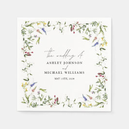 Modern Summer Wildflower Calligraphy Wedding Servet