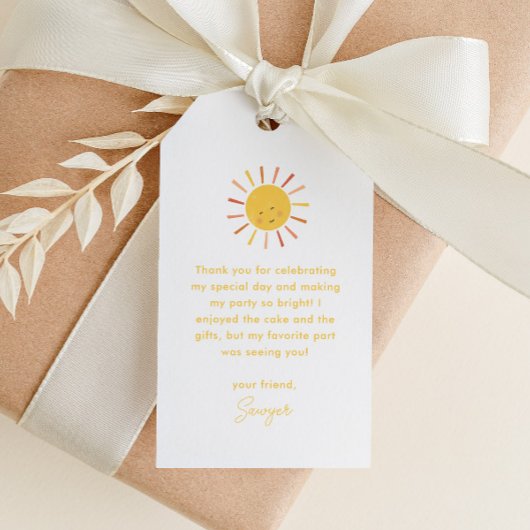Modern Sun Kids Verjaardagsfeestje Bedankt Favor Cadeaulabel
