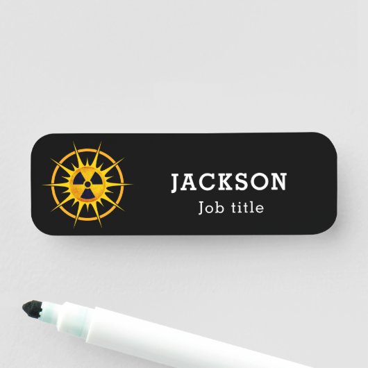 Modern Sun Rays Radiation Symbol Naamplaatje (In situ)