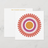 Modern Sunburst Flat Note Kaart in rood en goud Notitiekaartje (Voorkant / Achterkant)