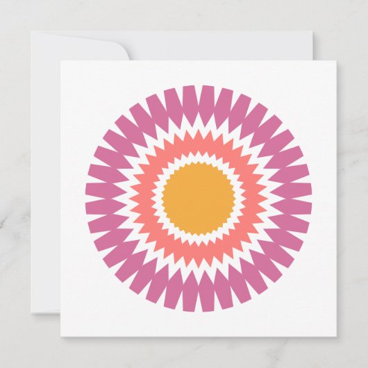 Modern Sunburst Flat Note Kaart in roze en goud Notitiekaartje (Voorkant)