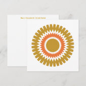 Modern Sunburst Flat Note Kaart in Sinaasappel en Notitiekaartje (Voorkant / Achterkant)