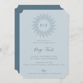 Modern Sunburst Lichtblauw Verlovingsfeest Kaart (Voorkant / Achterkant)