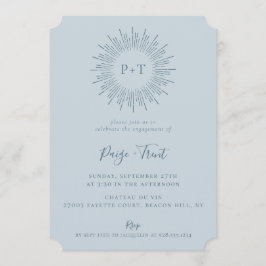 Modern Sunburst Lichtblauw Verlovingsfeest Kaart