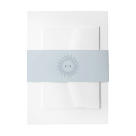 Modern Sunburst Light Blue Wedding Monogram Uitnodigingen Wikkel