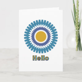 Modern Sunburst Note Kaart in blauw en goud