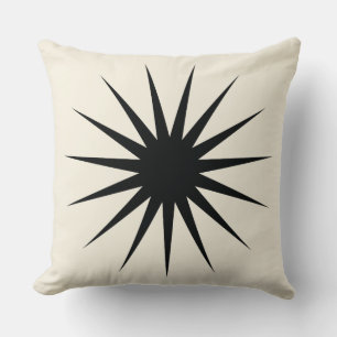 Modern Sunburst Throw Pillow in Black Kussen