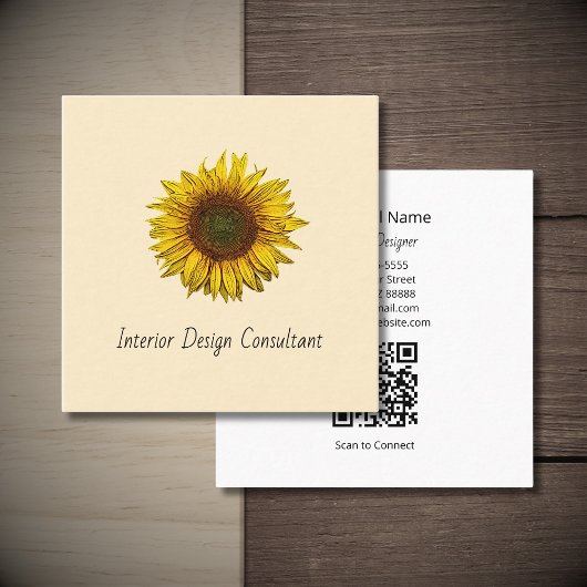 Modern Sunflower Boho Botanical Designer  Vierkante Visitekaartje