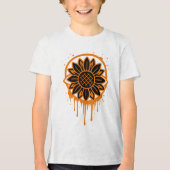 Modern Sunflower Floral Art Abstract Nature Tri-Blend Shirt (Voorkant)
