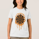 Modern Sunflower Floral Art Abstract Nature Tri-Blend Shirt (Voorkant)