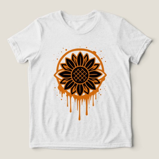 Modern Sunflower Floral Art Abstract Nature Tri-Blend Shirt (Design voorkant)