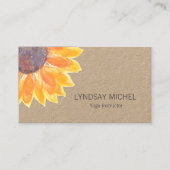 Modern Sunflower Kraft Card Yoga Instructor Visitekaartje (Voorkant)