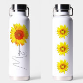 Modern Sunflower | Personalised Name & Monogram  Waterfles