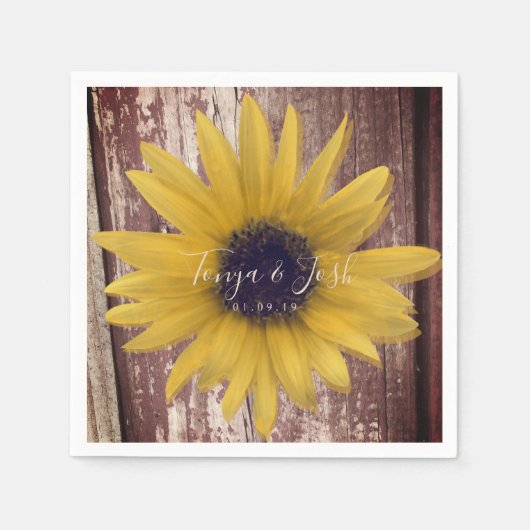 Modern Sunflower Realistic Photo Farmhouse Rustic Servet (Voorkant)