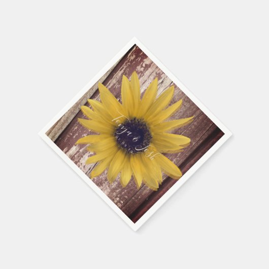 Modern Sunflower Realistic Photo Farmhouse Rustic Servet (Hoek)