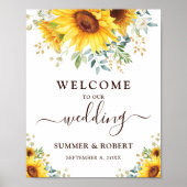 Modern Sunflower Summer Garden Weddenschap Welkom Poster (Voorkant)