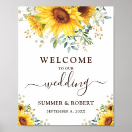 Modern Sunflower Summer Garden Weddenschap Welkom Poster