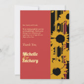 Modern Sunflower Sunset Coral Gold Wedding Bedankkaart (Achterkant)