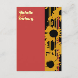 Modern Sunflower Sunset Coral Gold Wedding Informatiekaartje
