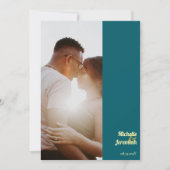 Modern Sunflower Teal Blue Gold Wedding Bedankkaart (Voorkant)