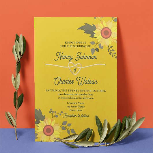 Modern Sunflower Wedding Kaart