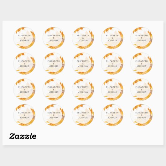 Modern SunFlower Wedding Ronde Sticker (Vel)