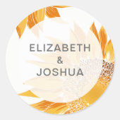 Modern SunFlower Wedding Ronde Sticker (Voorkant)