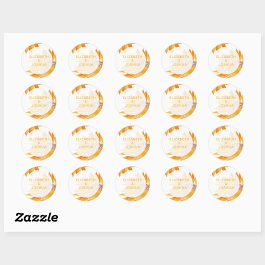 Modern SunFlower Wedding Ronde Sticker (Vel)