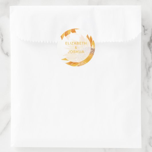 Modern SunFlower Wedding Ronde Sticker (Tas)