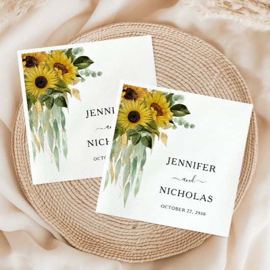 Modern Sunflower Wedding Servet