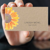 Modern Sunflower Yoga Instructor Kraft Paper Visitekaartje