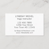 Modern Sunflower Yoga Instructor Visitekaartje (Achterkant)