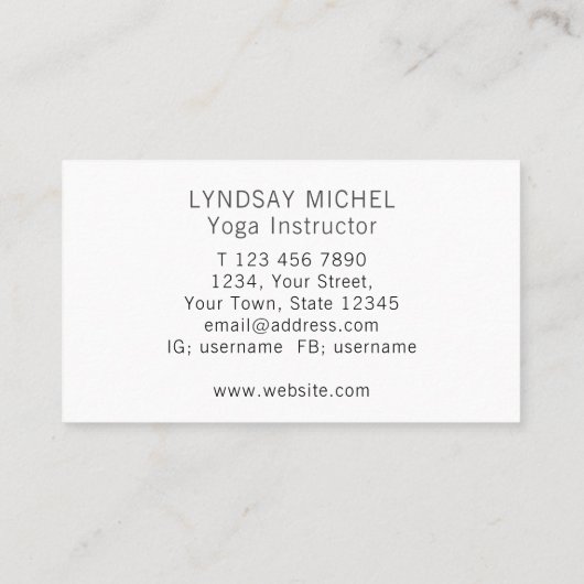 Modern Sunflower Yoga Instructor Visitekaartje (Achterkant)