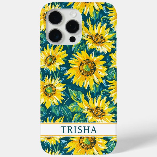 Modern Sunflowers Monogrammed Case-Mate iPhone Ca Case (Achterkant)