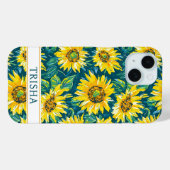 Modern Sunflowers Monogrammed Case-Mate iPhone Case (Achterkant (horizontaal))