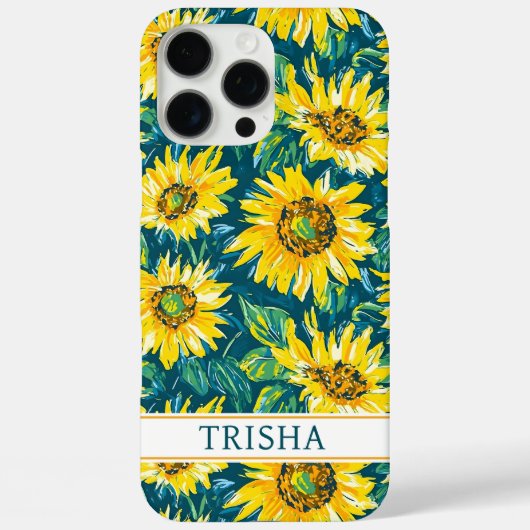 Modern Sunflowers Monogrammed Case-Mate iPhone Case (Achterkant)